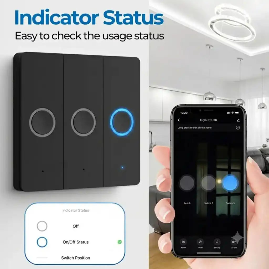 Homiio Smart WiFi Wall Switch – No Neutral Wire, 1-3 Gang, Alexa & Google Home Homiio
