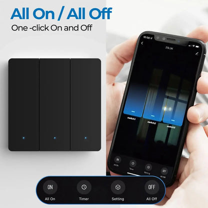 Homiio Smart WiFi Wall Switch – No Neutral Wire, 1-3 Gang, Alexa & Google Home Homiio