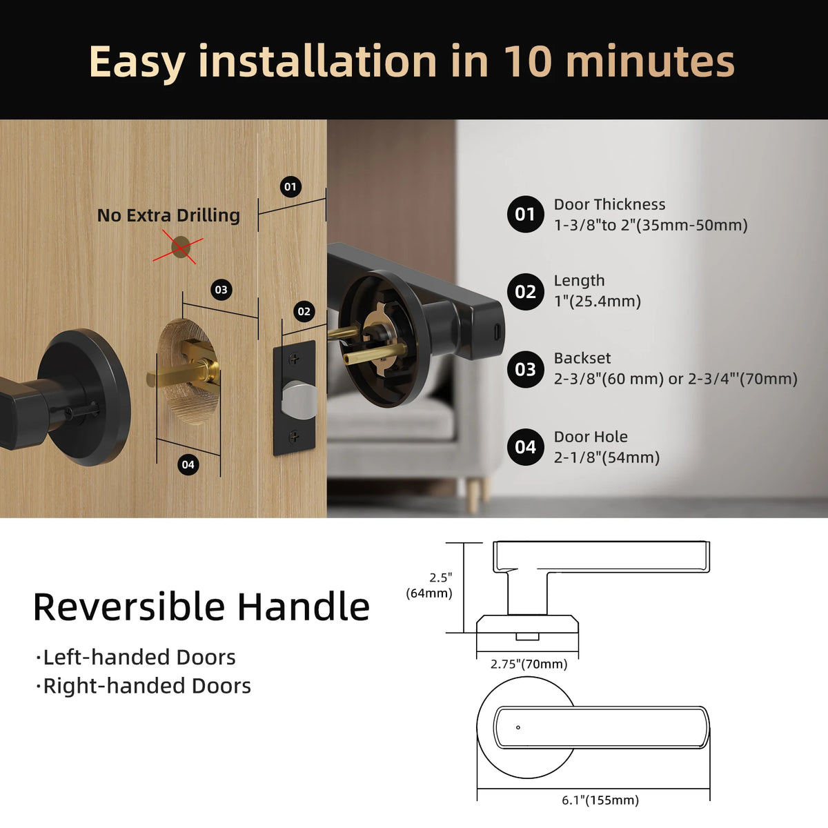 Smart Fingerprint Door Lock | Bluetooth, Keypad & Key Backup