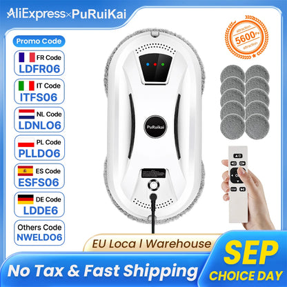 PuRuiKai Window Cleaning Robot | 5600Pa Suction & Remote Control
