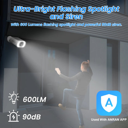 ANRAN 2K Solar Security Camera | Color Night Vision & Two-Way Audio