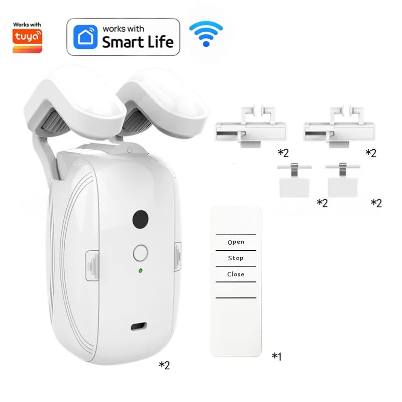 Homiio Smart Curtain Opener | WiFi + BLE, App, Timer, Voice & Light Sensor