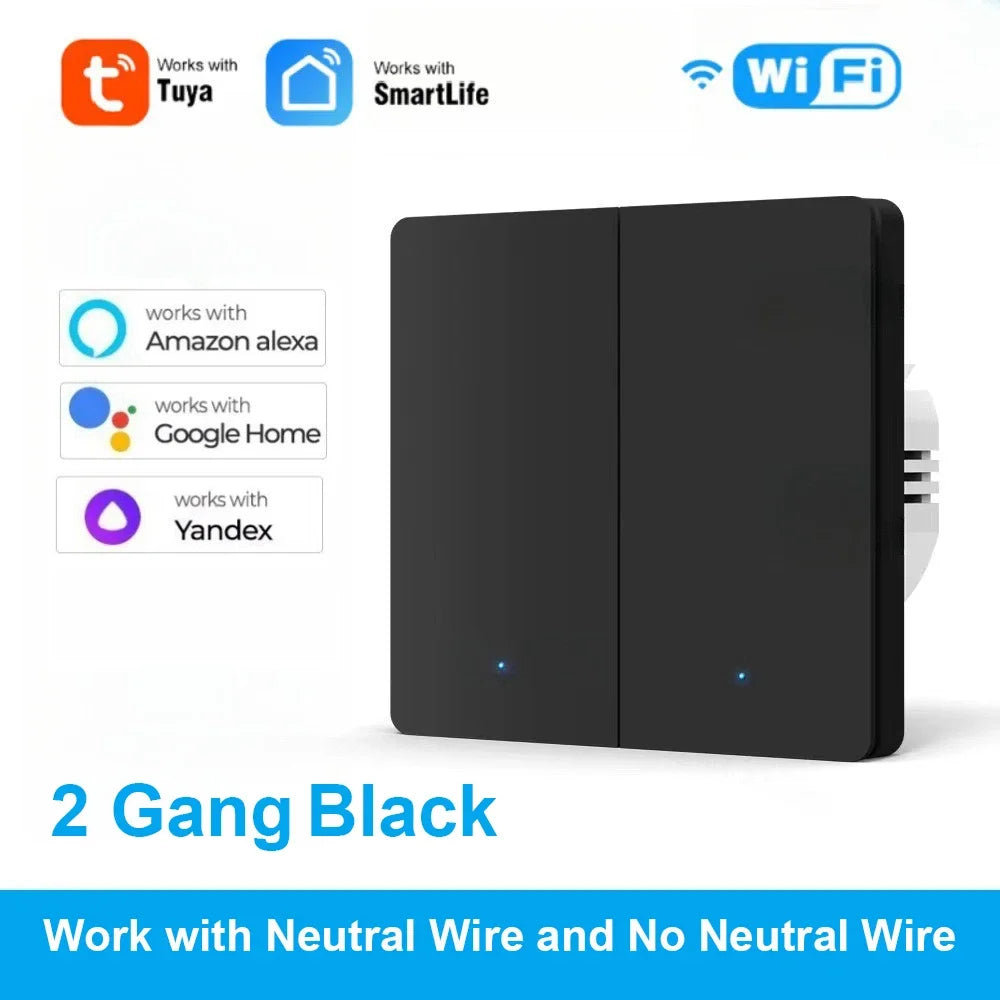 Homiio Smart WiFi Wall Switch – No Neutral Wire, 1-3 Gang, Alexa & Google Home Homiio