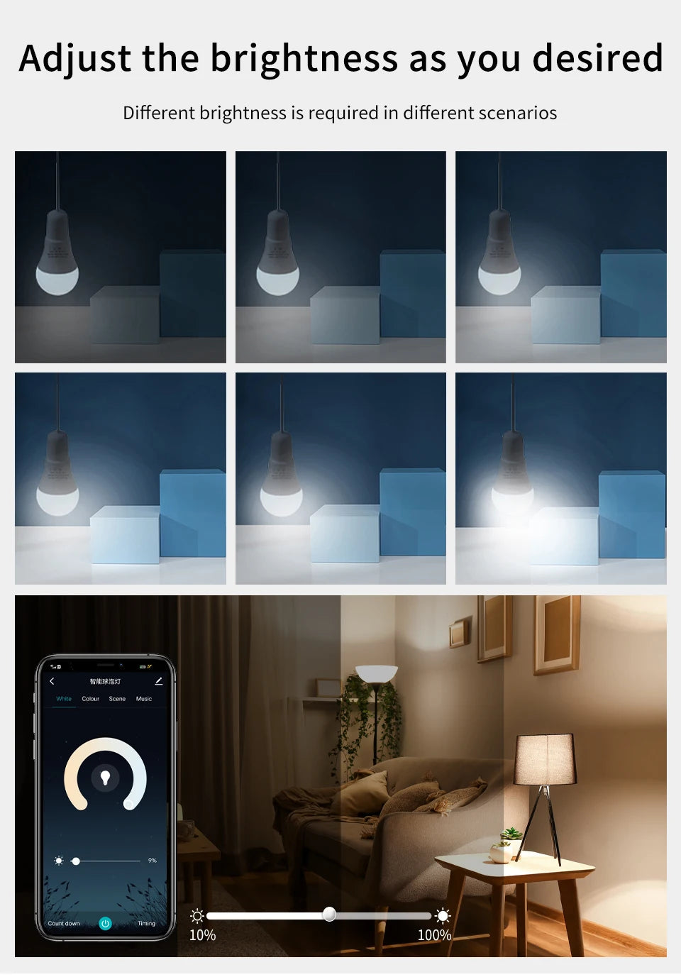 Homiio Smart WiFi LED Bulb – RGB Color, Voice Control, Dimmable, Alexa & Google Homiio
