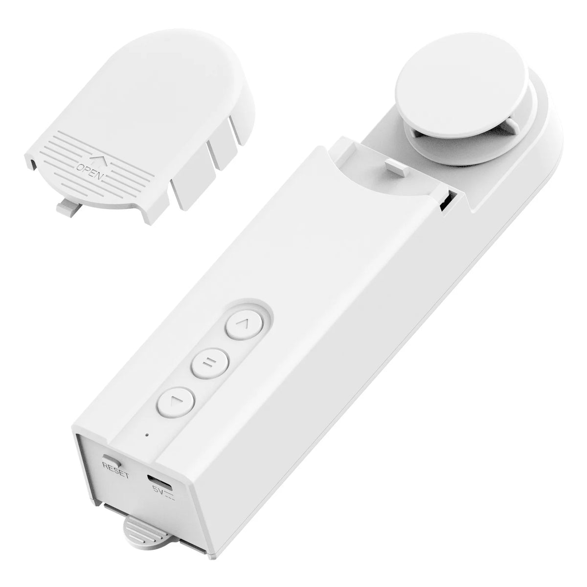 White electronic device with buttons on a white background