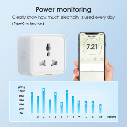 Homiio Smart WiFi Plug – Energy Monitor, Voice Control, No Hub, Alexa & Google Home Homiio