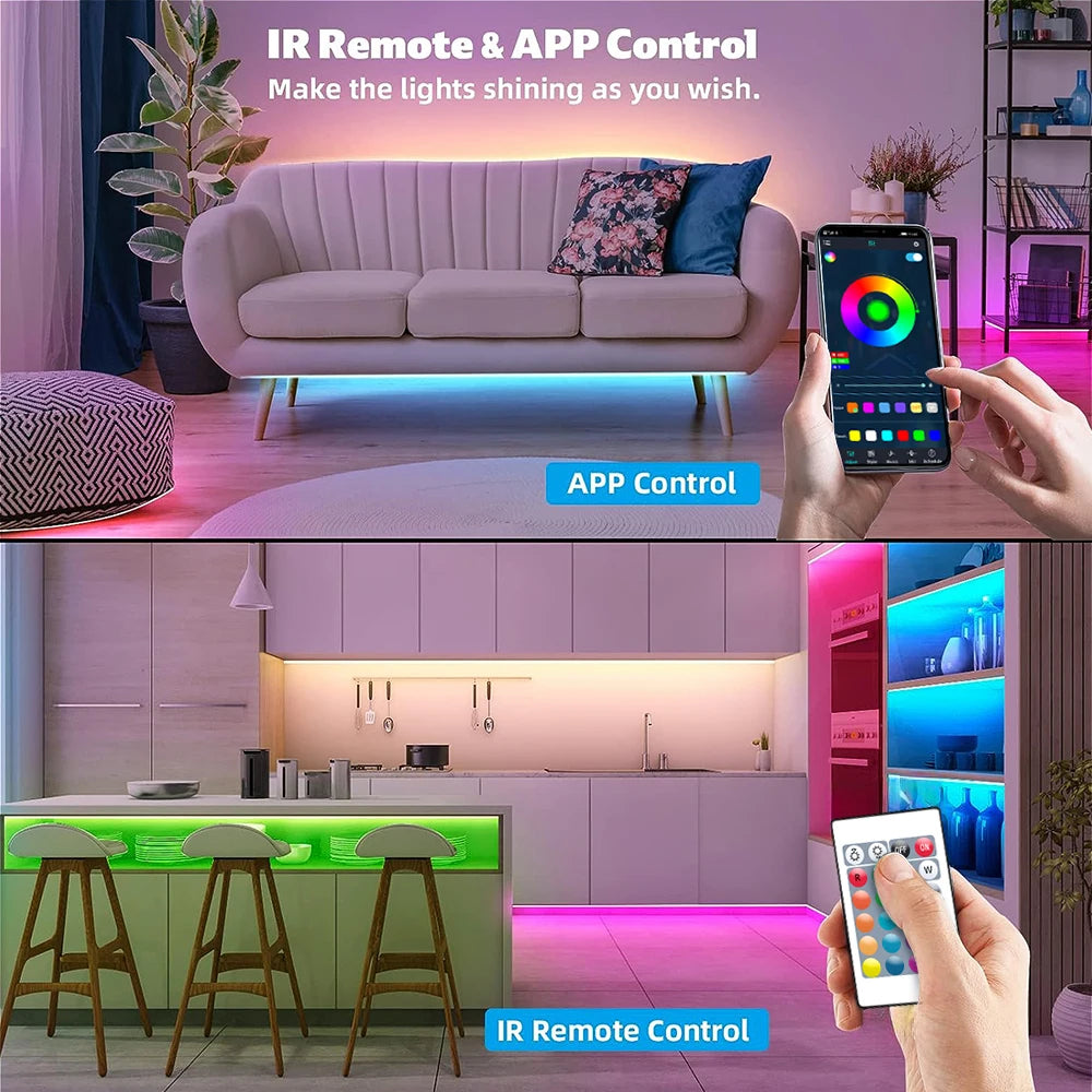 Homiio Smart LED Strip Lights – 100ft RGB, Music Sync, WiFi, Alexa & Google Home