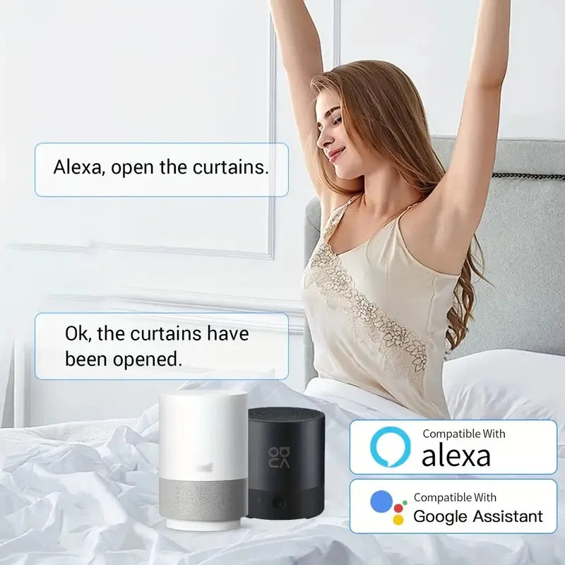 Homiio Smart Curtain Opener | WiFi + BLE, App, Timer, Voice & Light Sensor