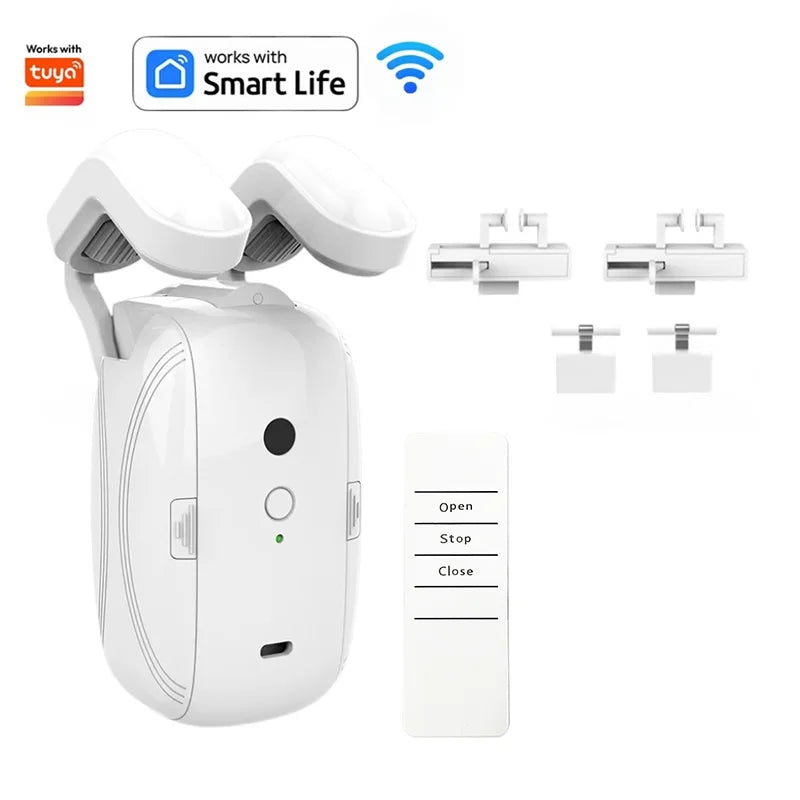 Homiio Smart Curtain Opener | WiFi + BLE, App, Timer, Voice & Light Sensor