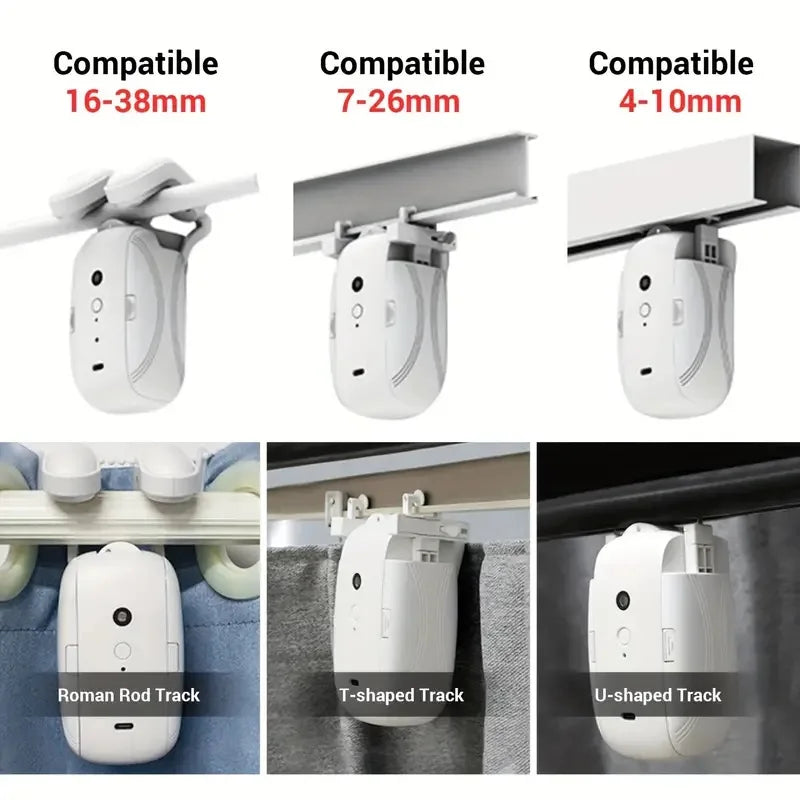 Homiio Smart Curtain Opener | WiFi + BLE, App, Timer, Voice & Light Sensor