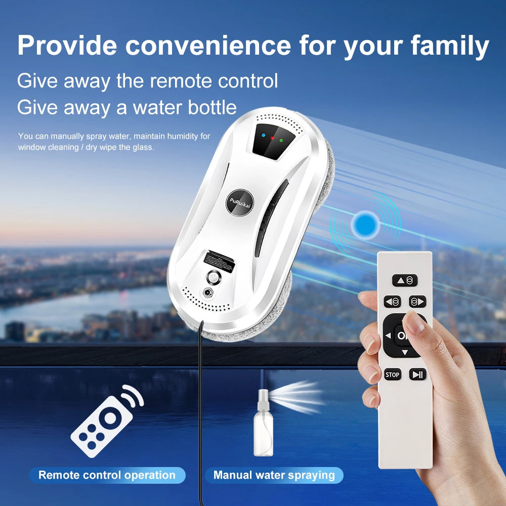 PuRuiKai Window Cleaning Robot | 5600Pa Suction & Remote Control