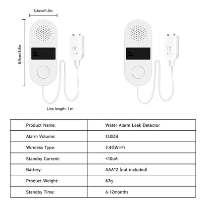 Homiio Smart WiFi Water Leak Detector | Loud Alarm, Instant App Alerts, Alexa & Google Home
