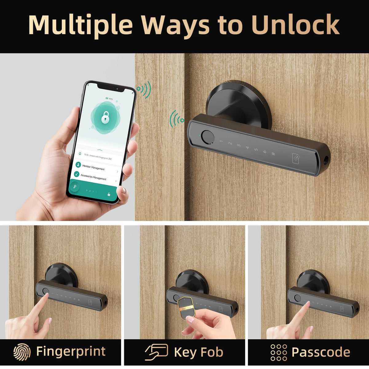 Smart Fingerprint Door Lock | Bluetooth, Keypad & Key Backup