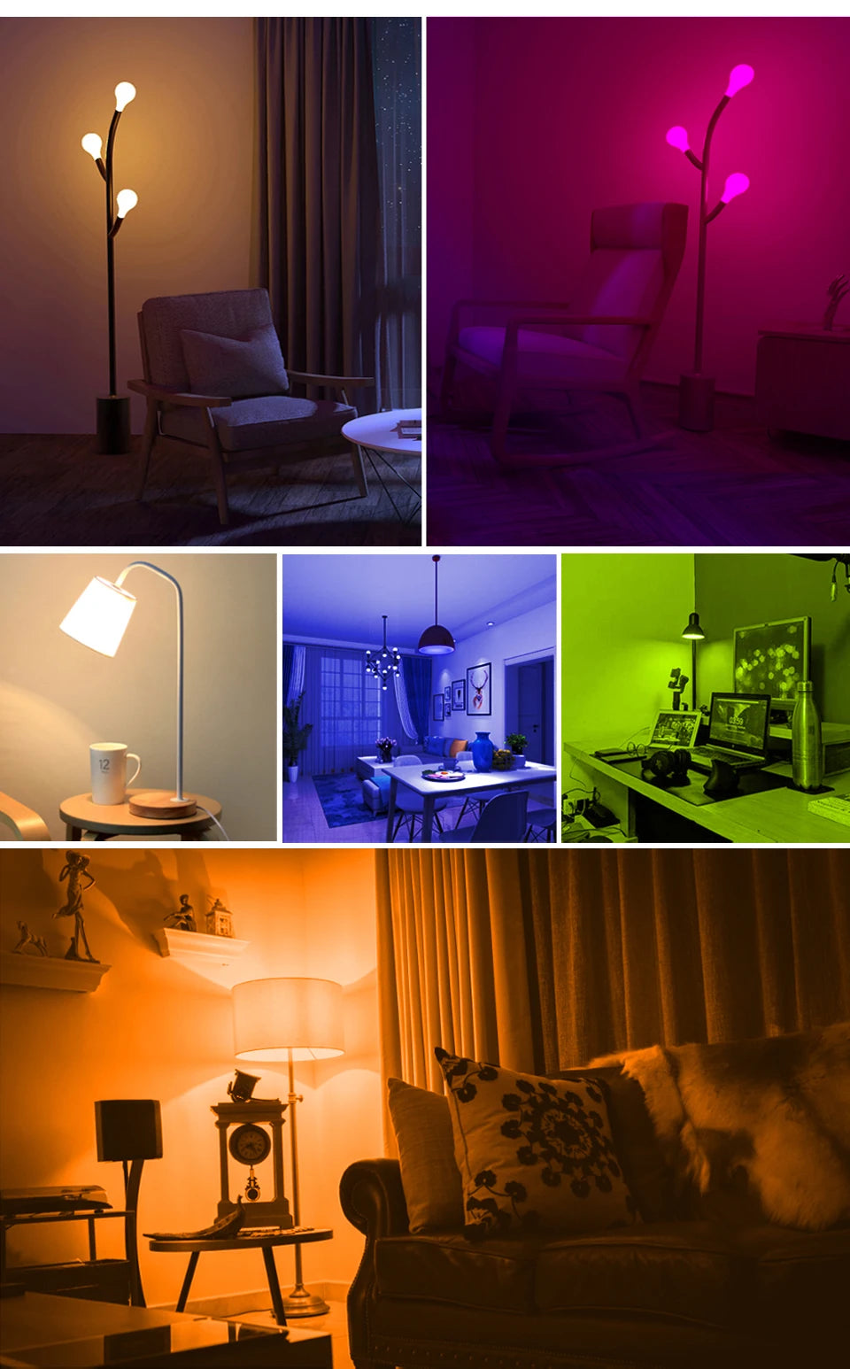 Homiio Smart WiFi LED Bulb – RGB Color, Voice Control, Dimmable, Alexa & Google Homiio