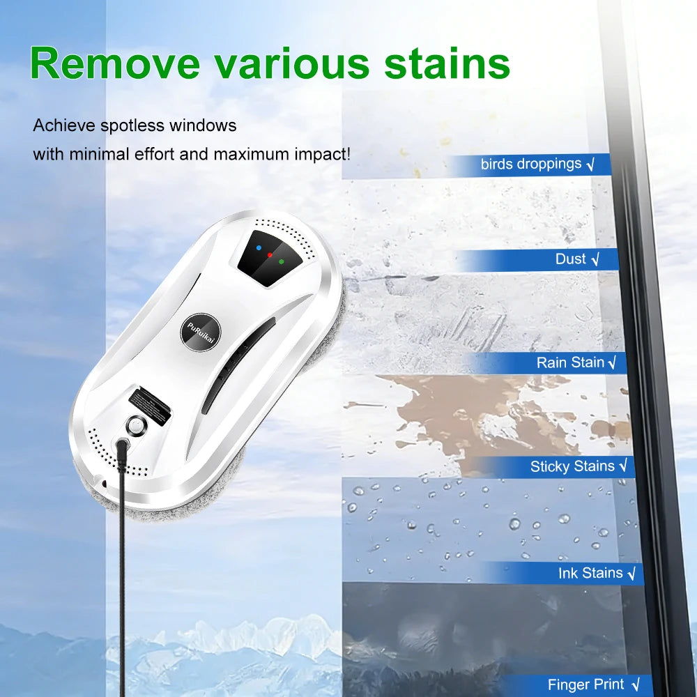 PuRuiKai Window Cleaning Robot | 5600Pa Suction & Remote Control