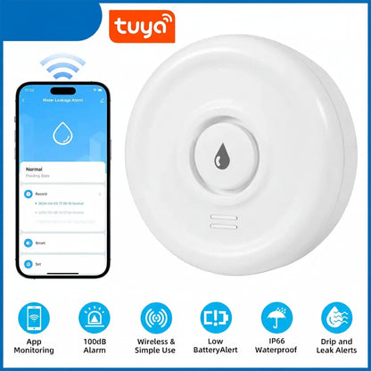 KERUI Smart WiFi Water Leak Detector — 100dB Alarm, Tuya App, Battery Operated KERUI