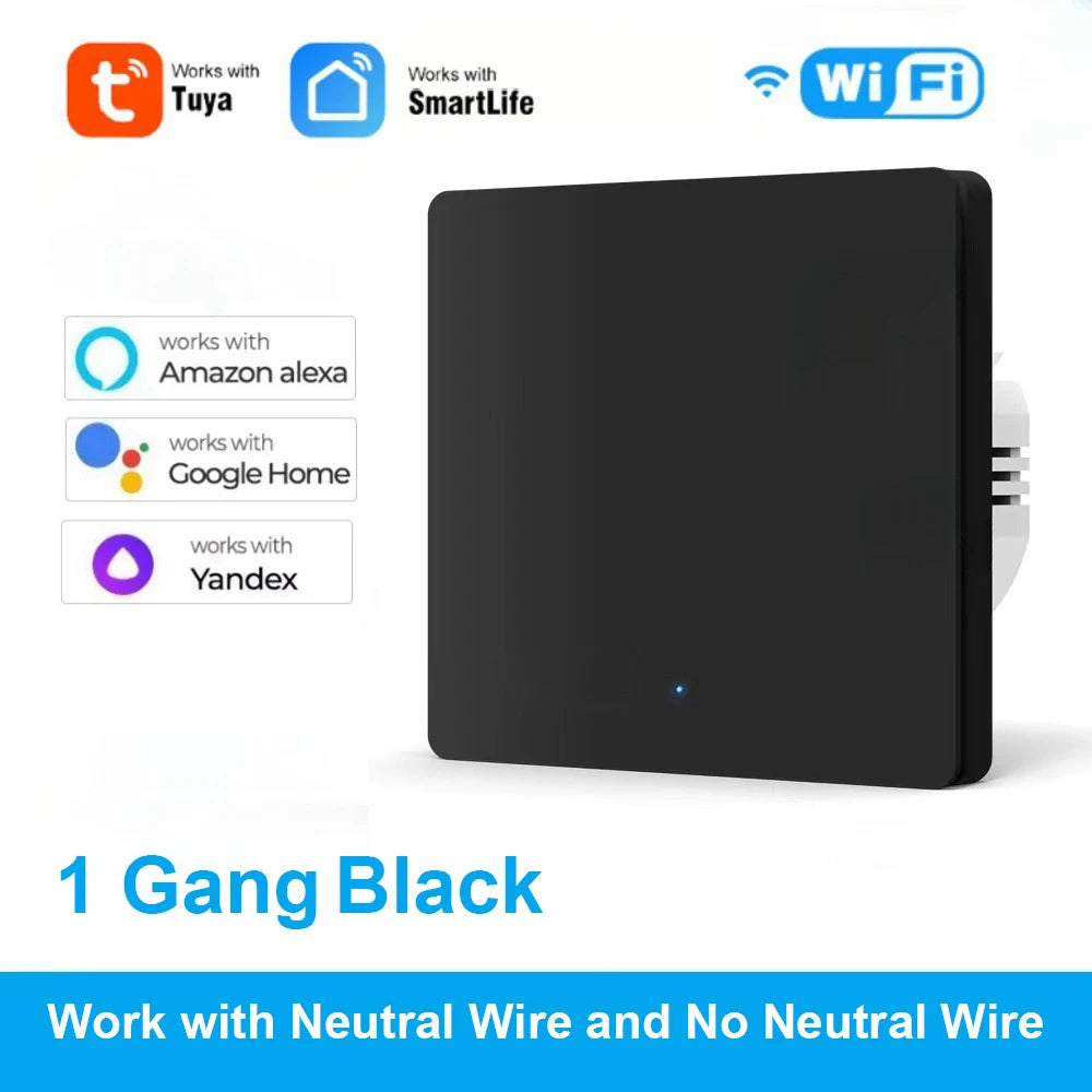 Homiio Smart WiFi Wall Switch – No Neutral Wire, 1-3 Gang, Alexa & Google Home Homiio